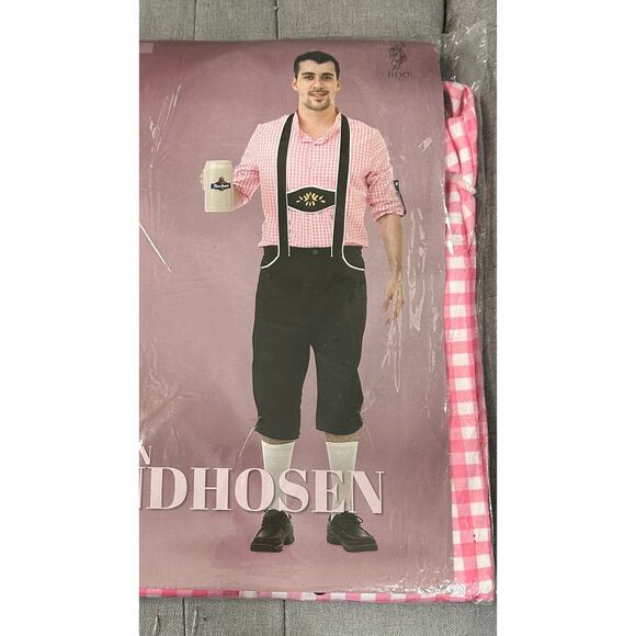 Halloween Men's Bavarian German Oktoberfest Costume Set Beer Medium Lederhosen - Picture 1 of 7